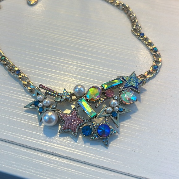Betsey Johnson Celestial Starlet Star Pearl Mystic Necklace 13"-18" EUC - Picture 7 of 10